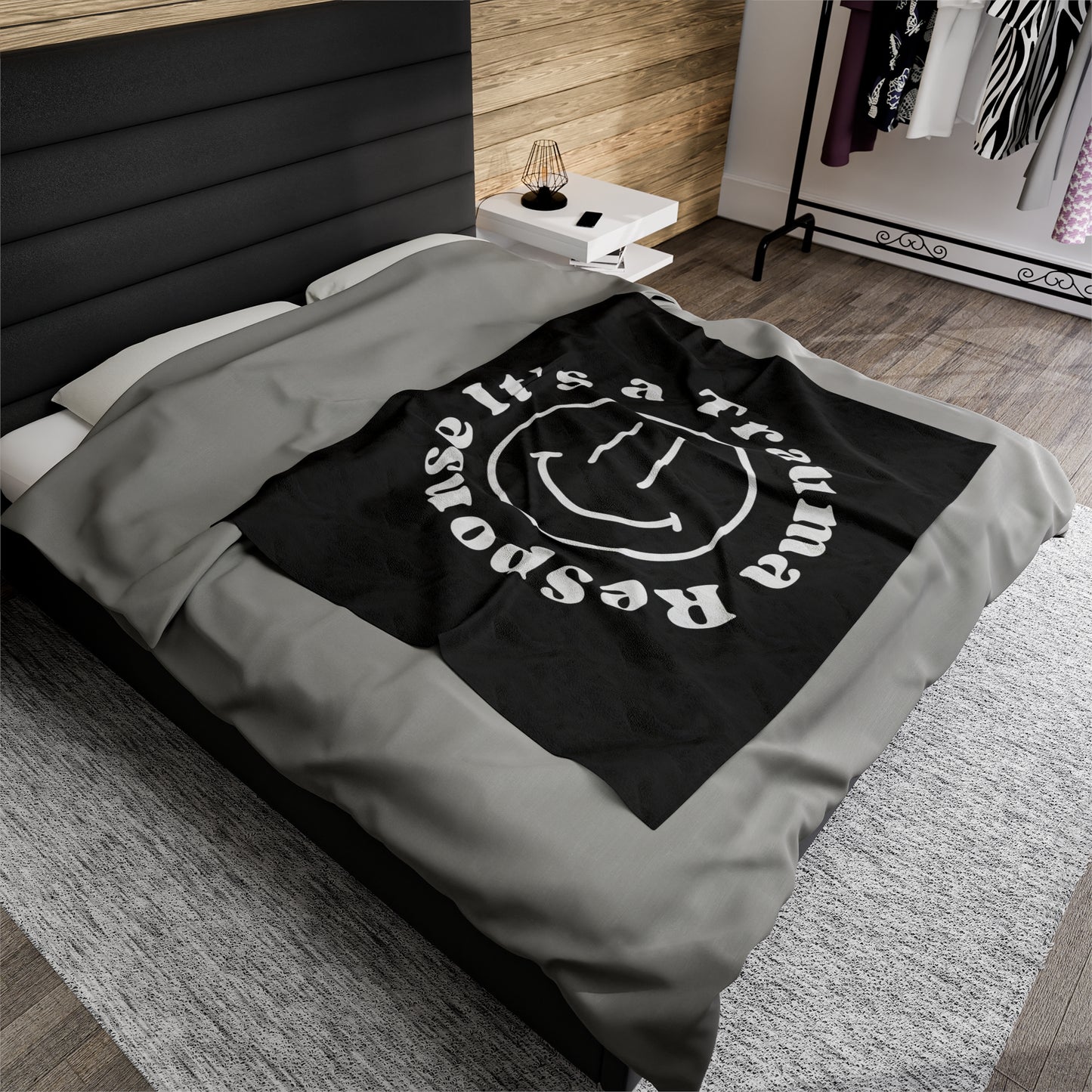 Smile! it's a trauma response velveteen blanket