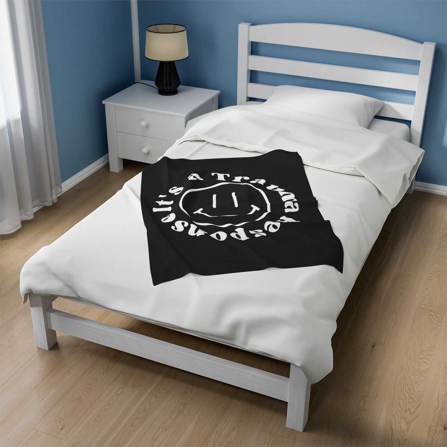 Smile! it's a trauma response velveteen blanket