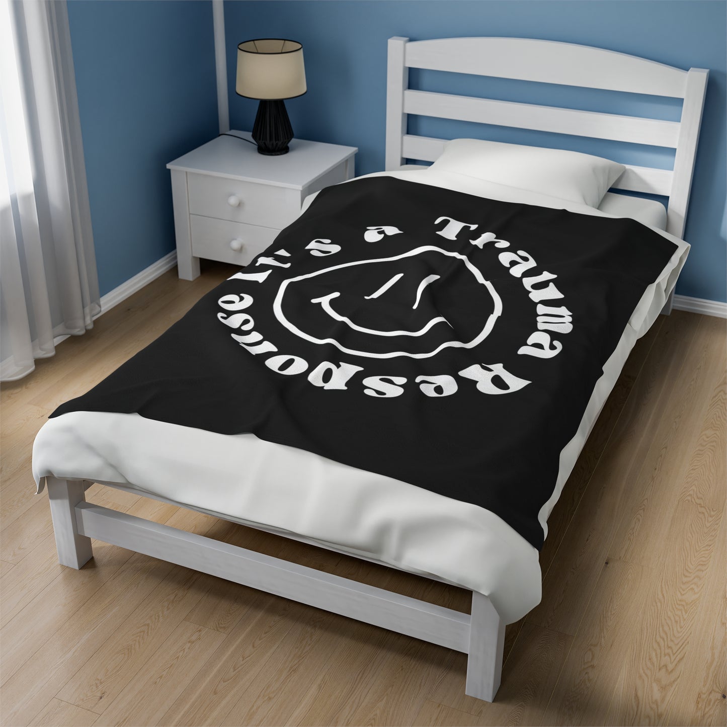 Smile! it's a trauma response velveteen blanket