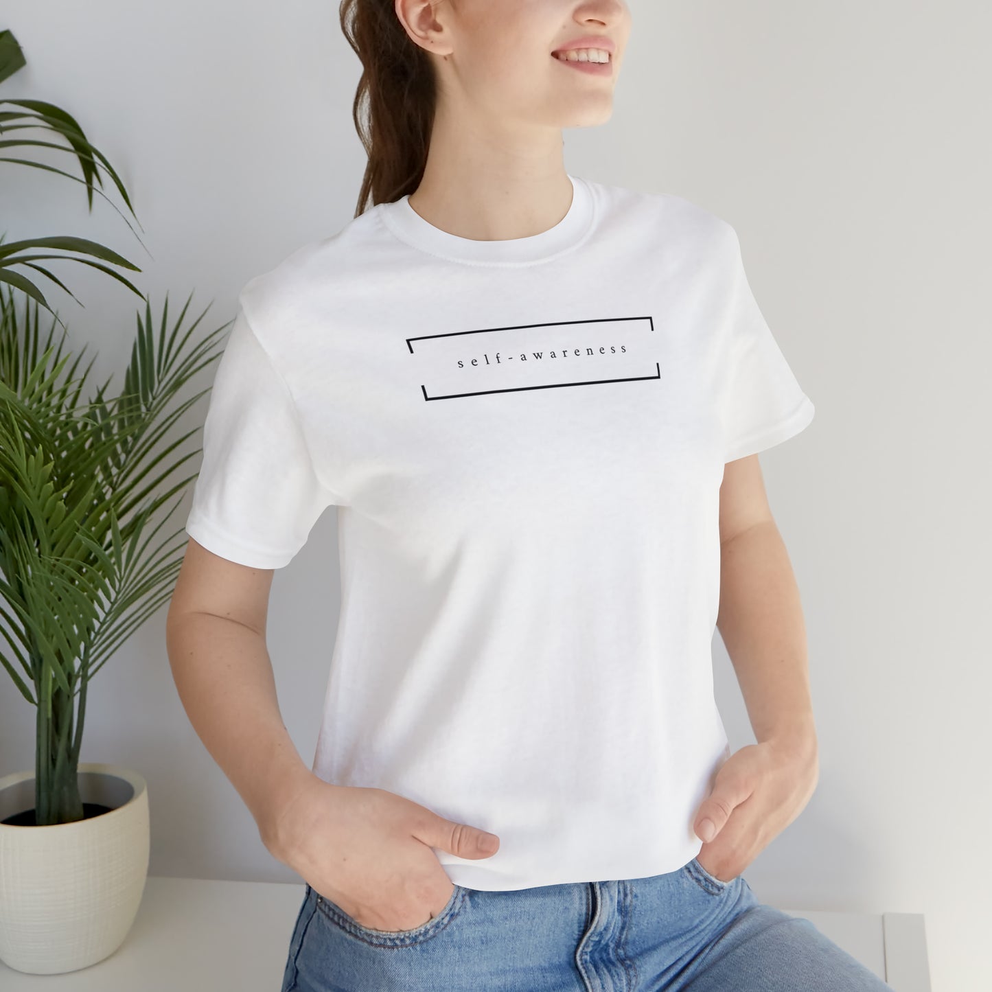 self-awareness white t-shirt