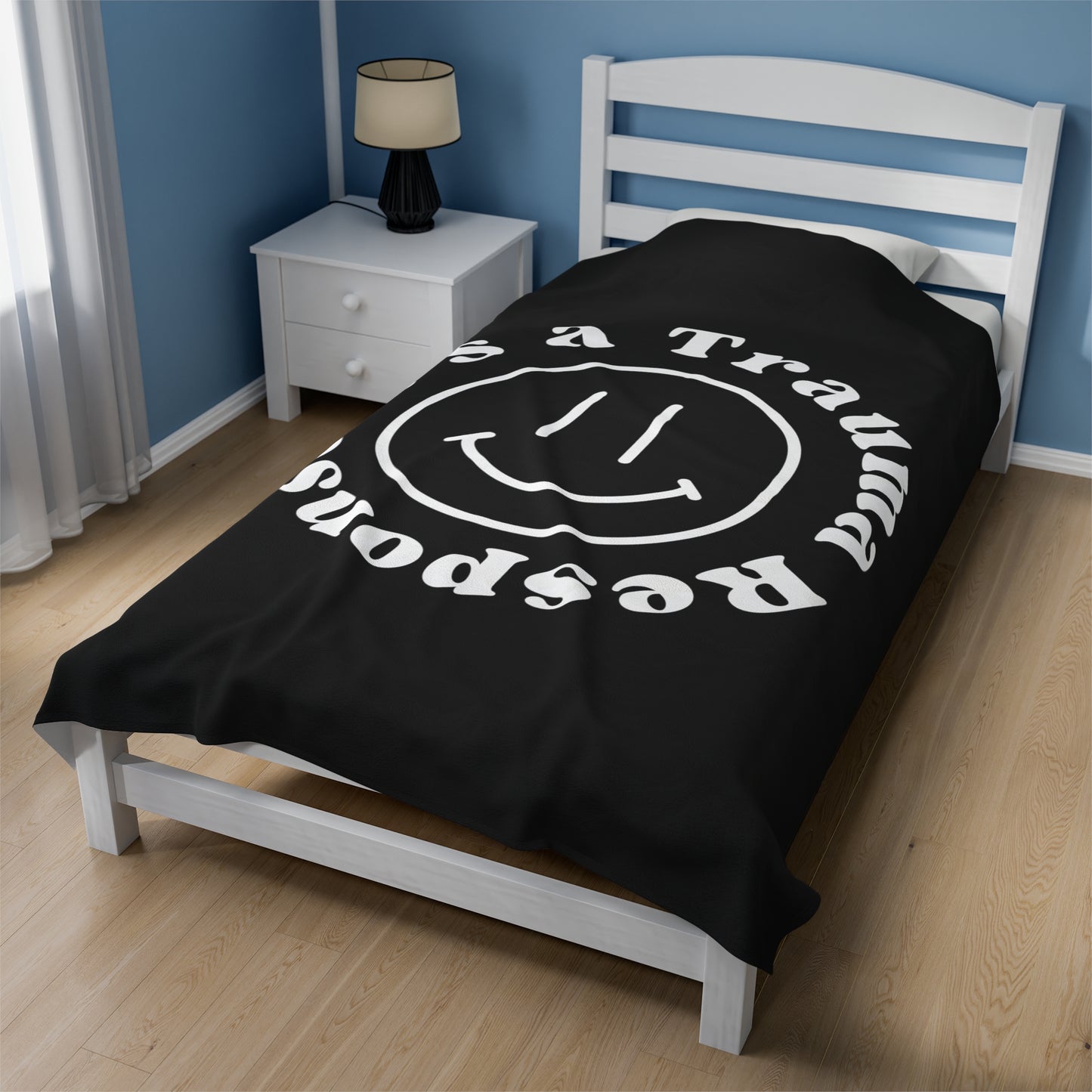 Smile! it's a trauma response velveteen blanket