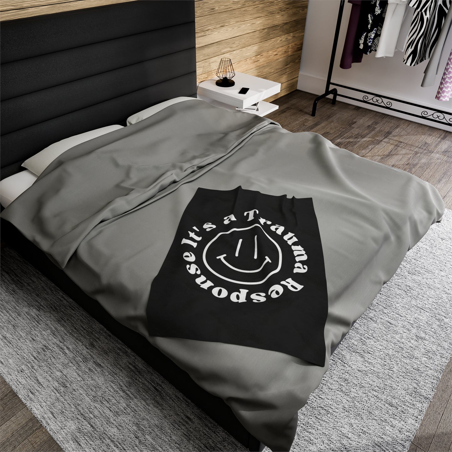 Smile! it's a trauma response velveteen blanket