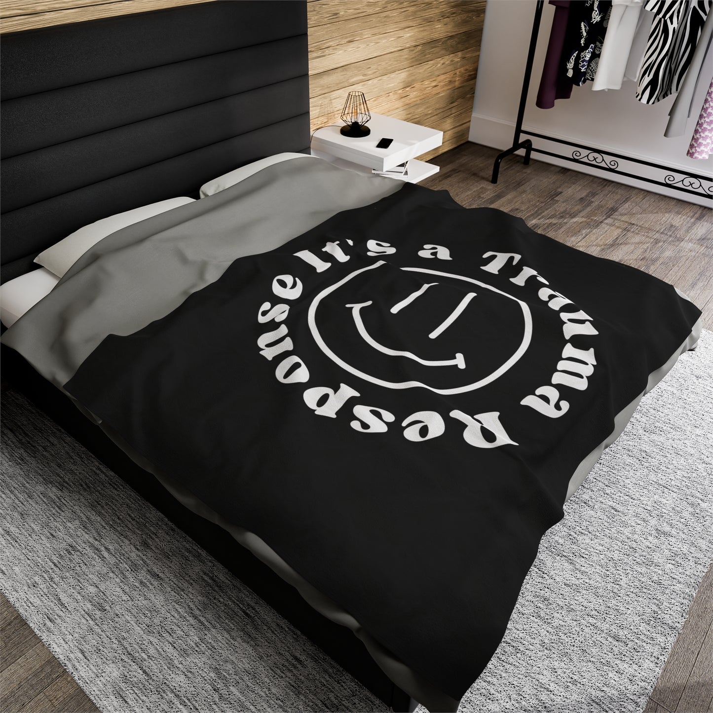 Smile! it's a trauma response velveteen blanket